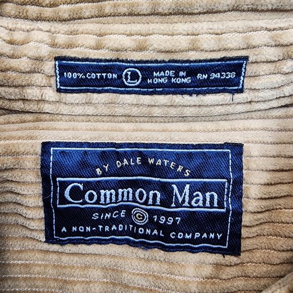 Vintage Common Man Dale Waters Corduroy Shirt Shacket Large Tan Wide Wale Woods - Picture 3 of 12